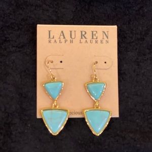 Beautiful Turquoise and gold Ralph Lauren earrings. Never worn. 1.5 inches